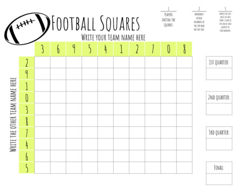 Free Printable Football Squares Template | Lamberts Lately