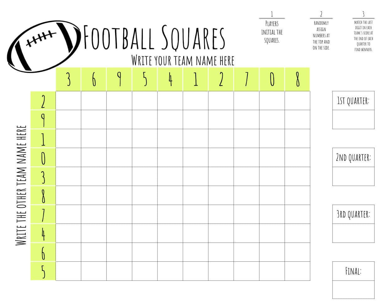 football squares template with numbers randomized.