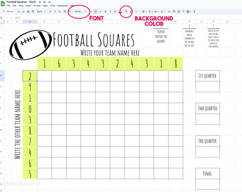 Free Printable Football Squares Template Lamberts Lately Free Printable Football Squares Template Lamberts Lately