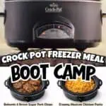 Crockpot freezer meal ideas for boot camp with four delicious dishes.