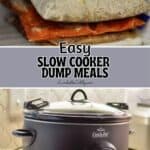 Slow cooker with frozen ingredients for easy dump meals.