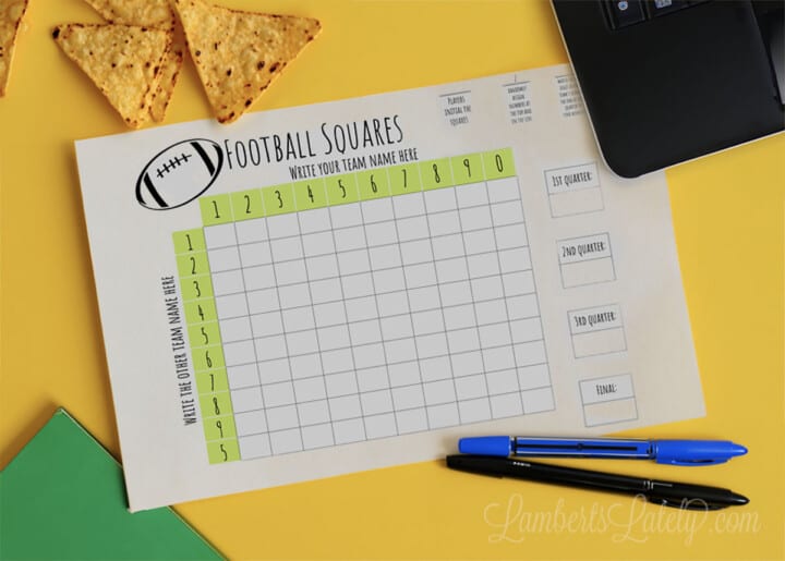 Free Printable Football Squares Template | Lamberts Lately