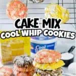 Colorful Cool Whip Cake Mix Cookies cooling on a wire rack with vibrant colors and textures.