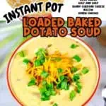 Creamy loaded baked potato soup with green onions and shredded cheese.