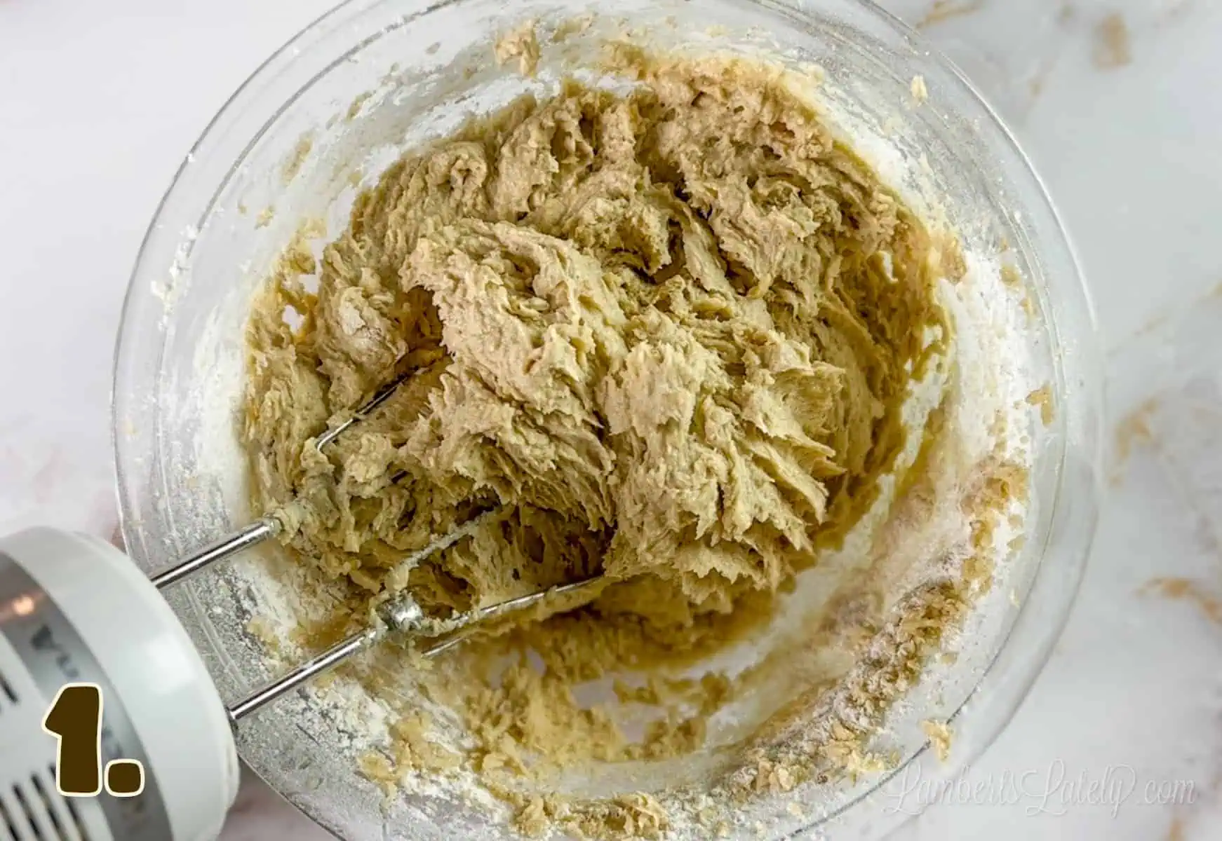 banana bread cookie dough in a bowl.