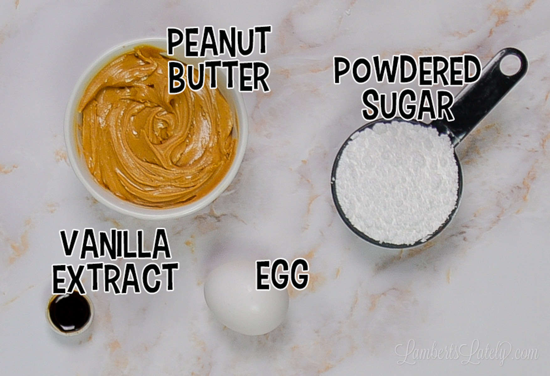 4 ingredients for peanut butter cookies.
