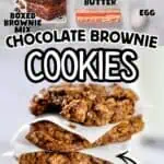 Chocolate brownie cookies with semi-sweet chocolate chips and boxed brownie mix.