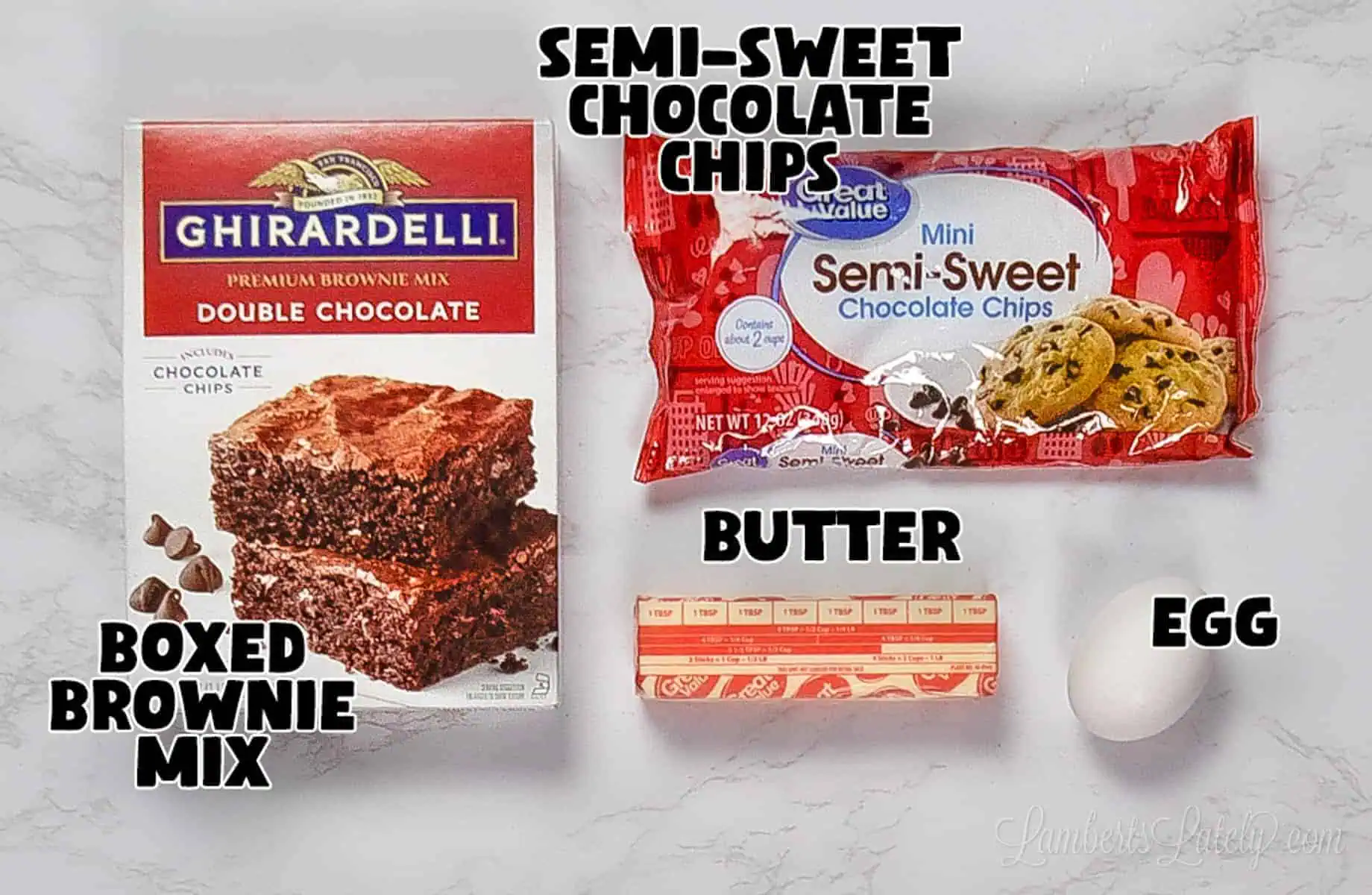 ingredients for brownie mix cookies.