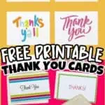 Collection of colorful printable thank you cards for free download.