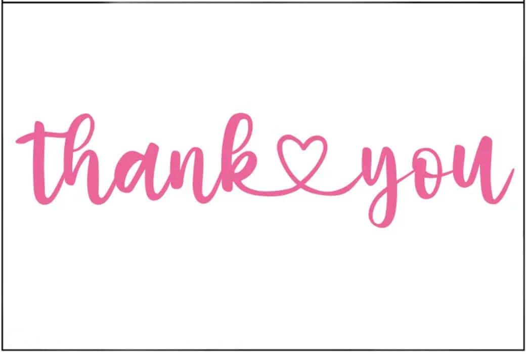 thank you note - script thank you with heart.