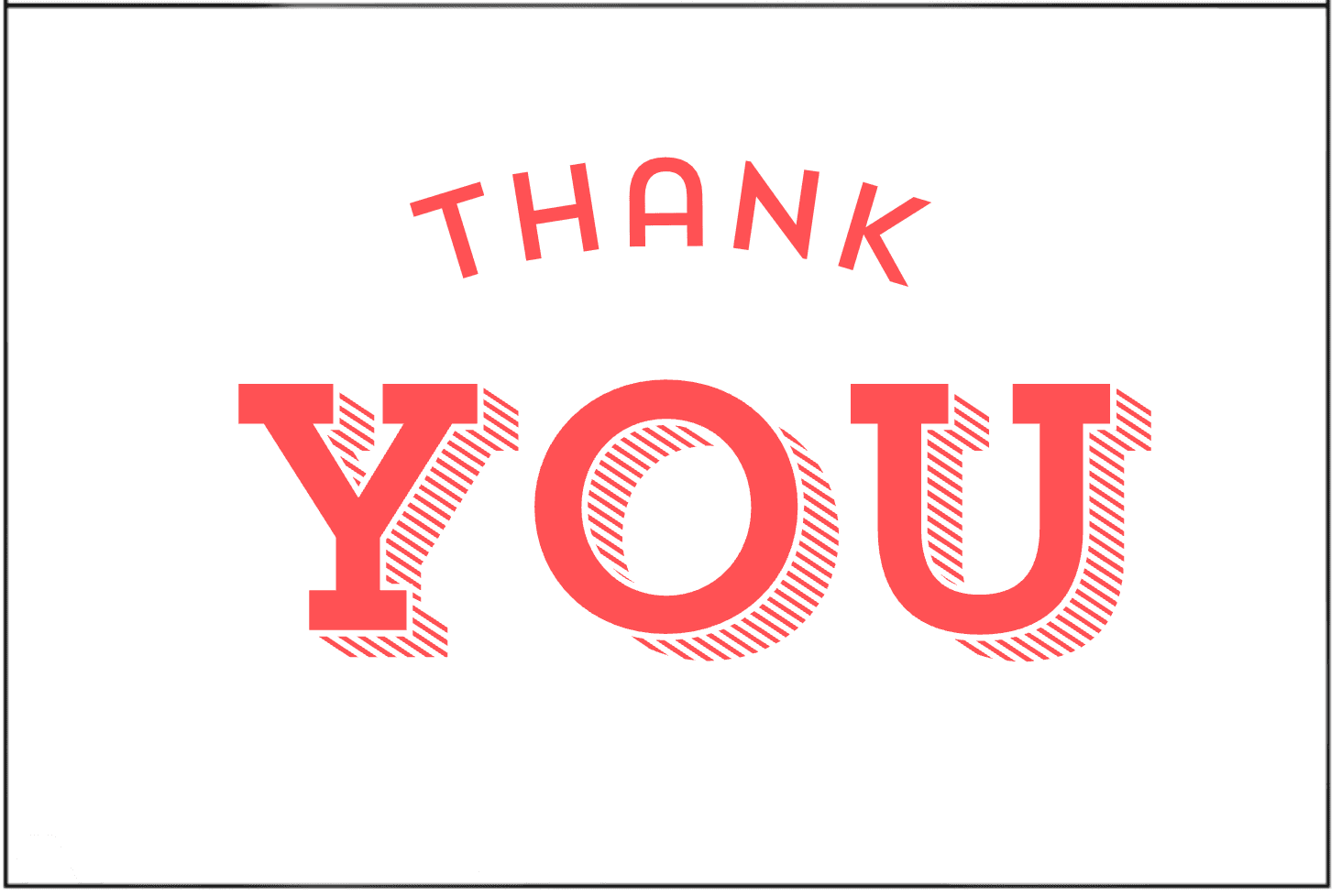 Thank you card with bold red text saying 'Thank You' on a white background.