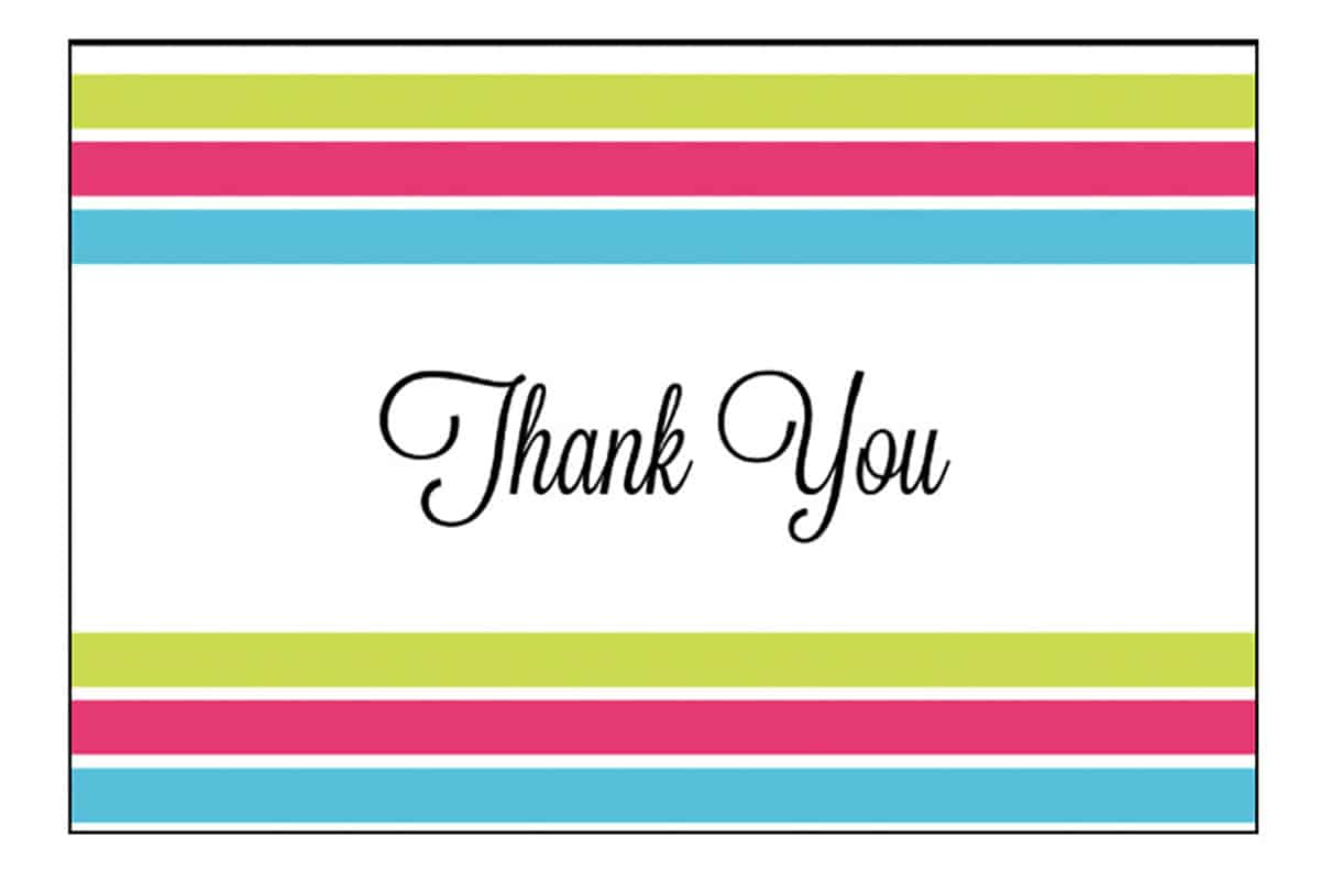 striped thank you card.