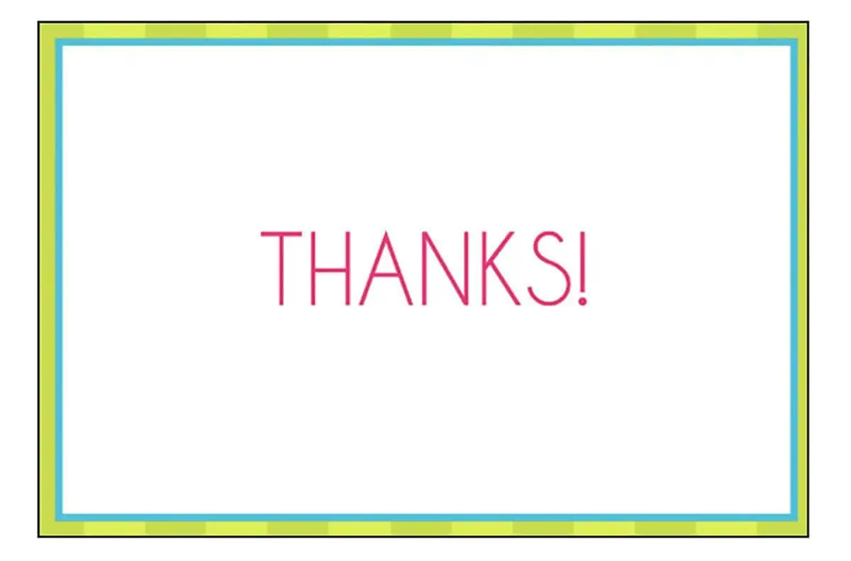 thank you card to color printable with script lettering.