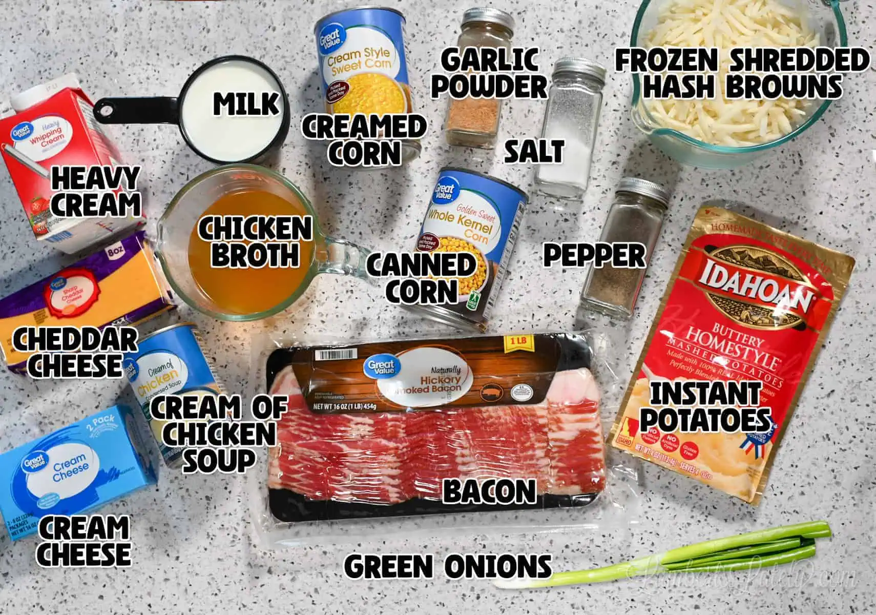 ingredients for crockpot corn chowder.