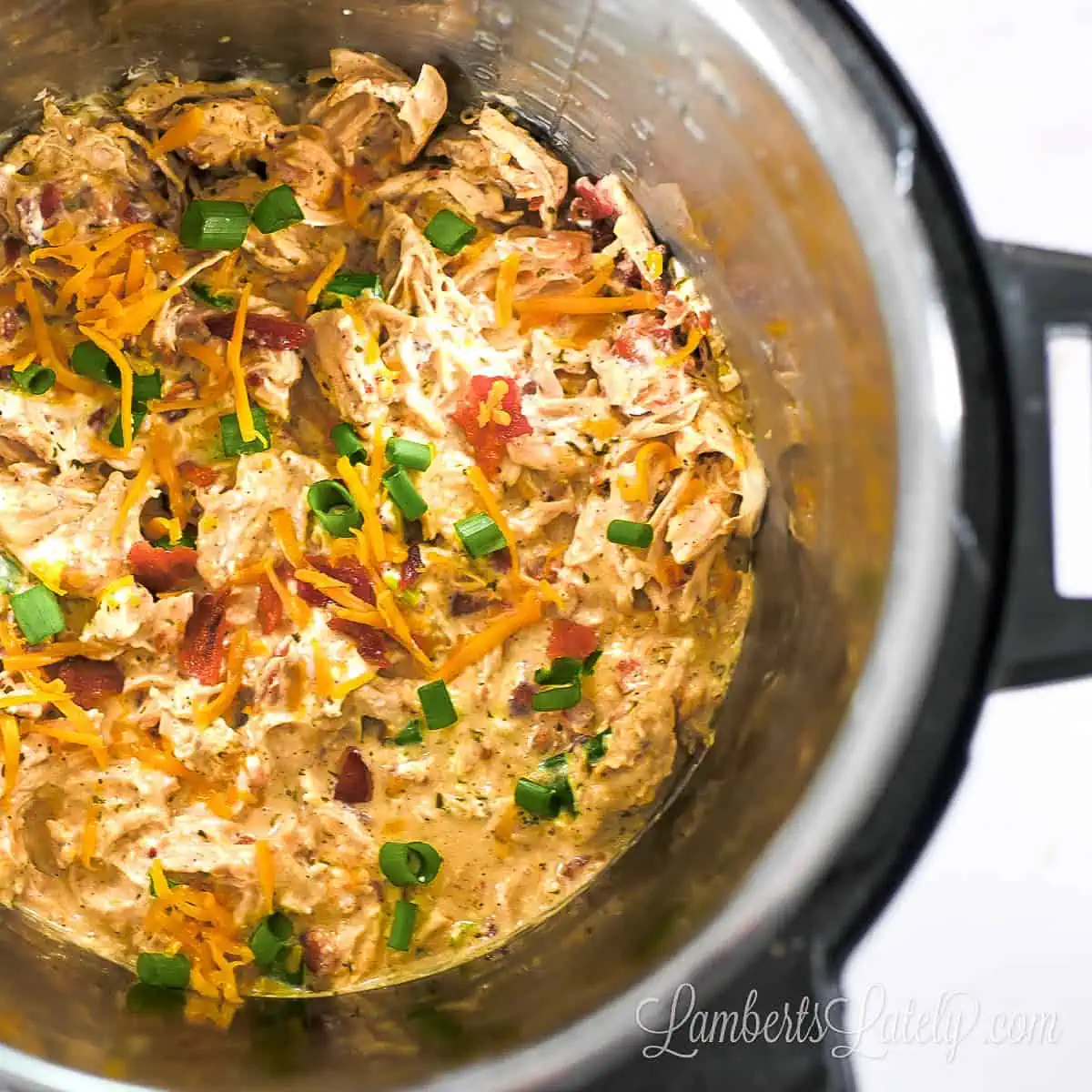 crack chicken, with cheese, bacon, and green onions, in an instant pot.