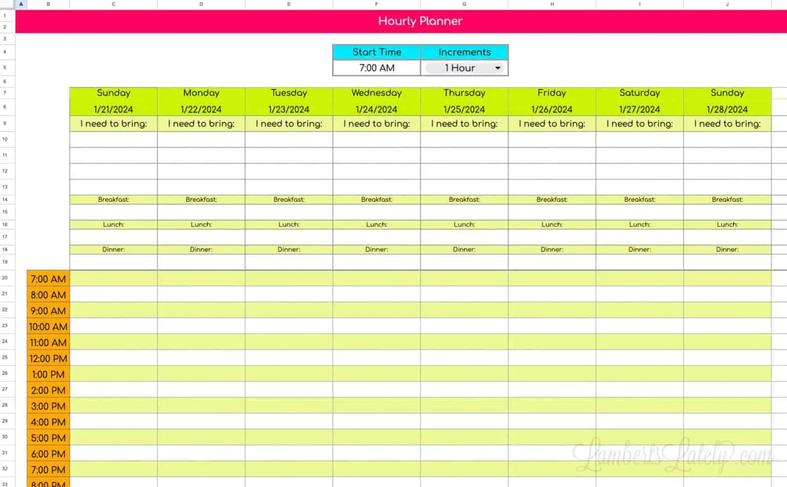 schedule tab in google sheets.