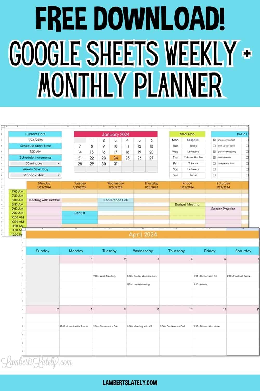 Free Google Sheets Weekly Schedule Template & Calendars | LL Home