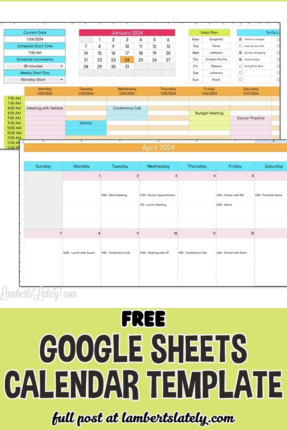 Free Google Sheets Weekly Schedule Template & Calendars | LL Home