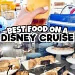 Delicious tropical drink with a Disney Cruise background and dessert display.