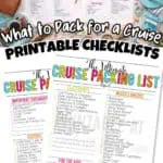 Family cruise packing checklist printable with travel essentials and accessories.