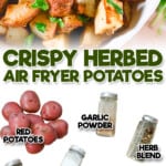 air fryer red potatoes, with pictures of ingredients.