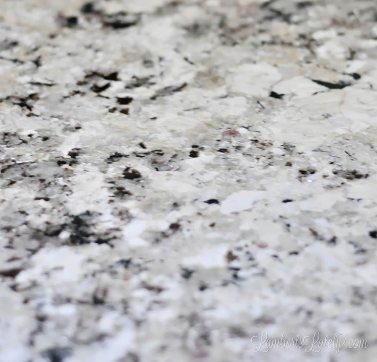 close up of alaskan white granite countertops.