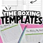 Collection of printable time boxing templates for productivity and planning.