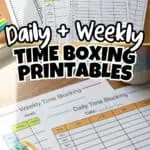 Printable daily and weekly time boxing templates for effective scheduling and planning.