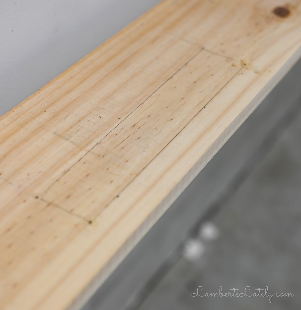 rectangle traced onto the wood.