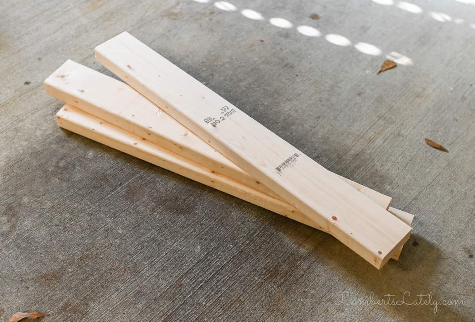 three cut pieces of a 2x4.