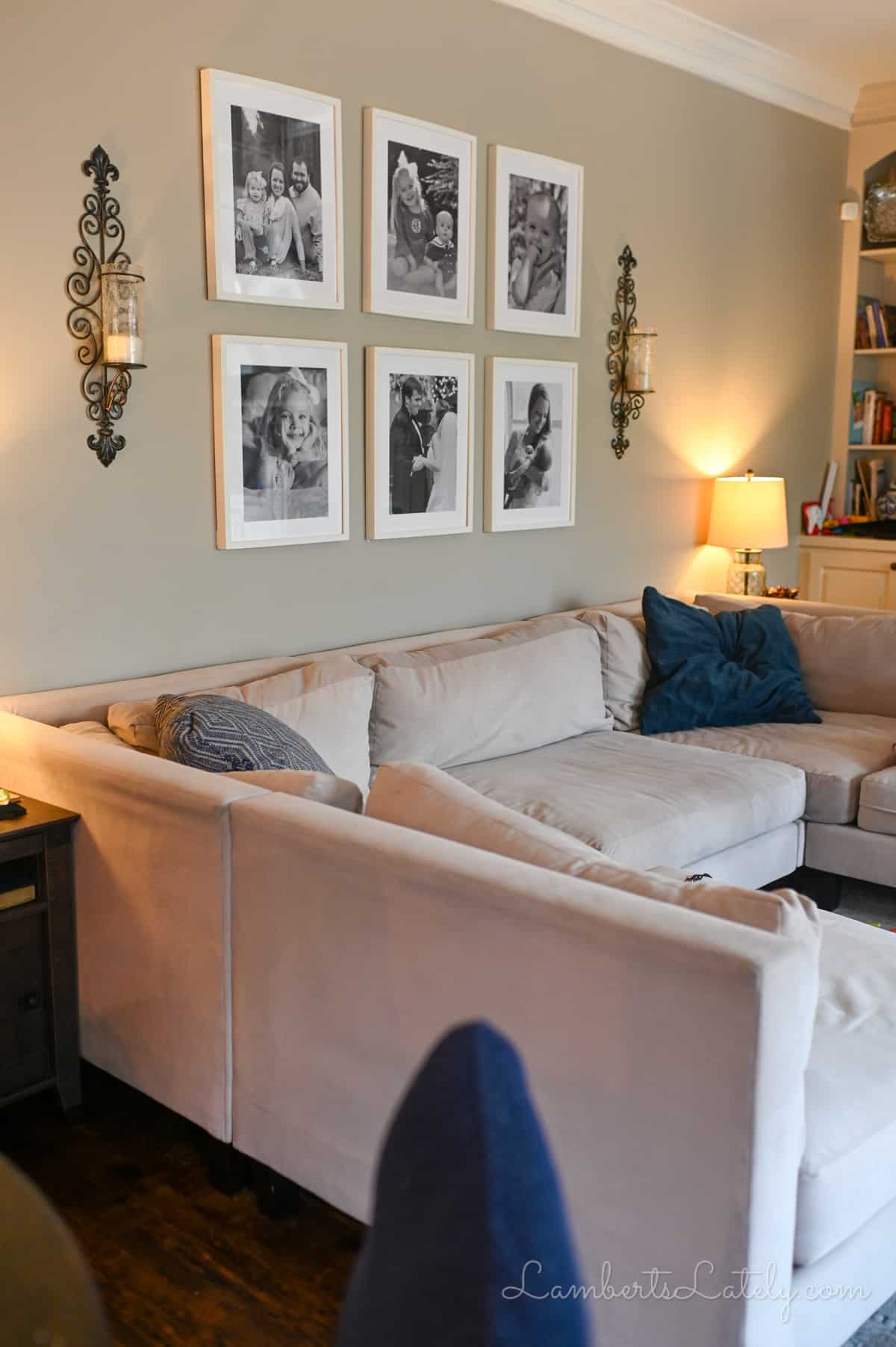 cream colored sectional sofa.