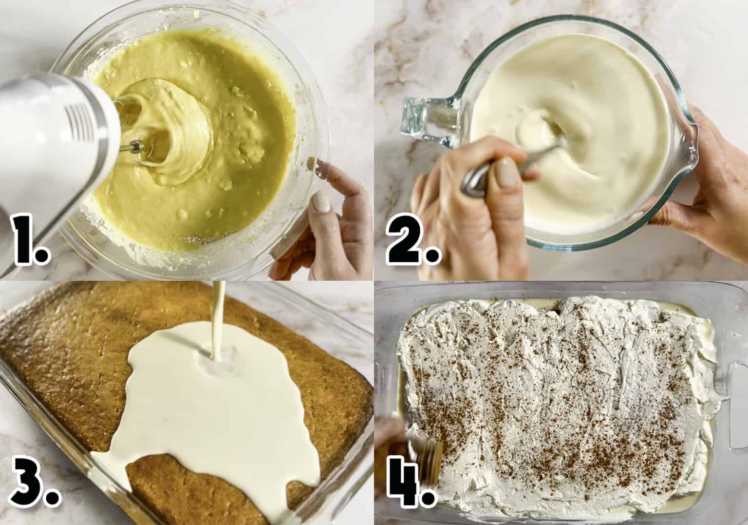 steps to making tres leches cake.