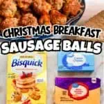 Close-up of sausage balls with cream cheese and breakfast ingredients on a plate.