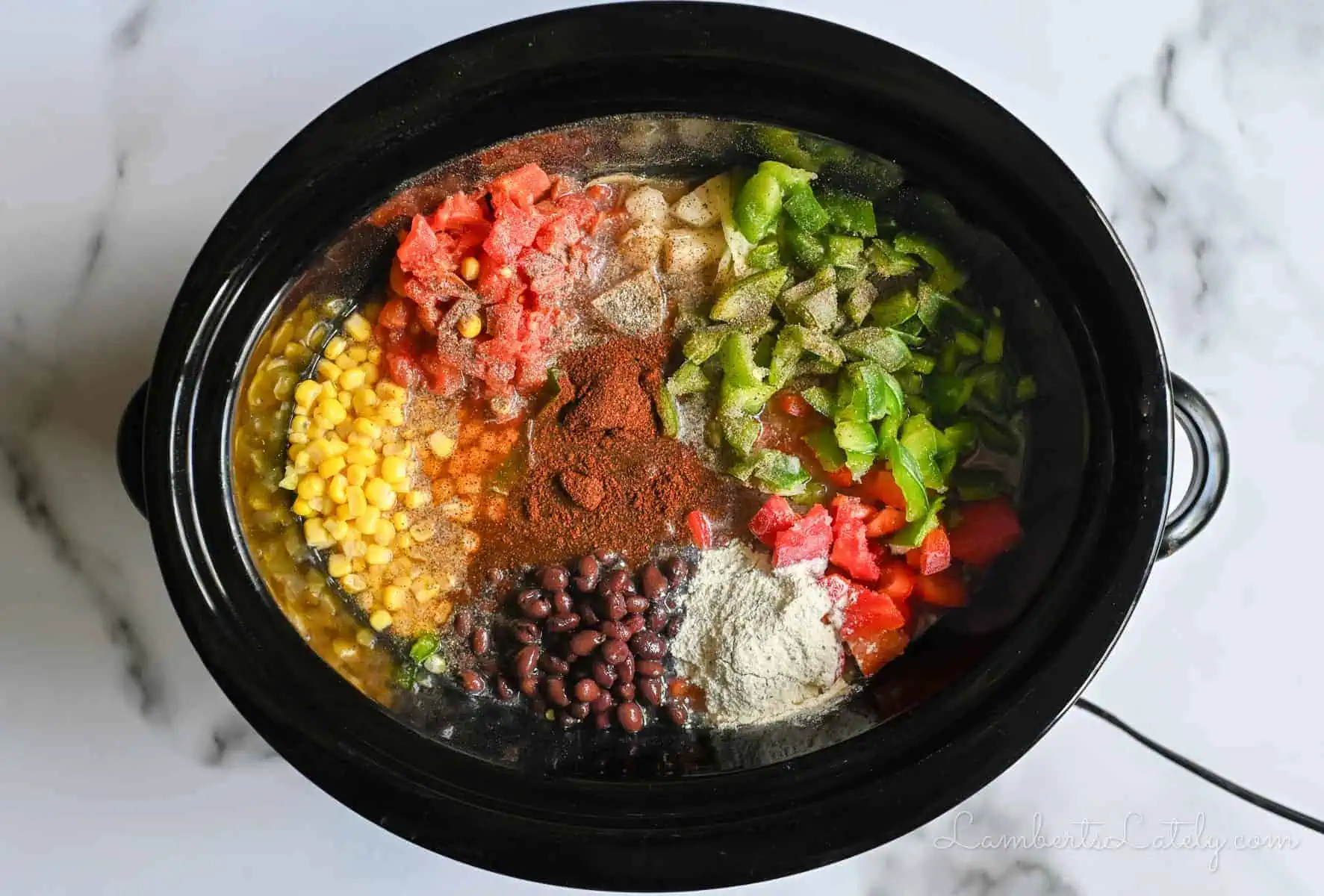 ingredients for crack chicken chili in a crock pot.