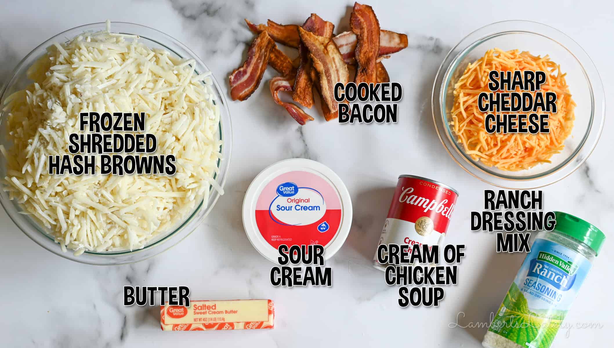ingredients for crack potatoes casserole.