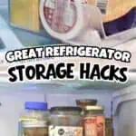 Organized refrigerator with storage hacks for better food management.