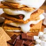 Delicious homemade s'mores made with graham crackers, marshmallows, and chocolate.