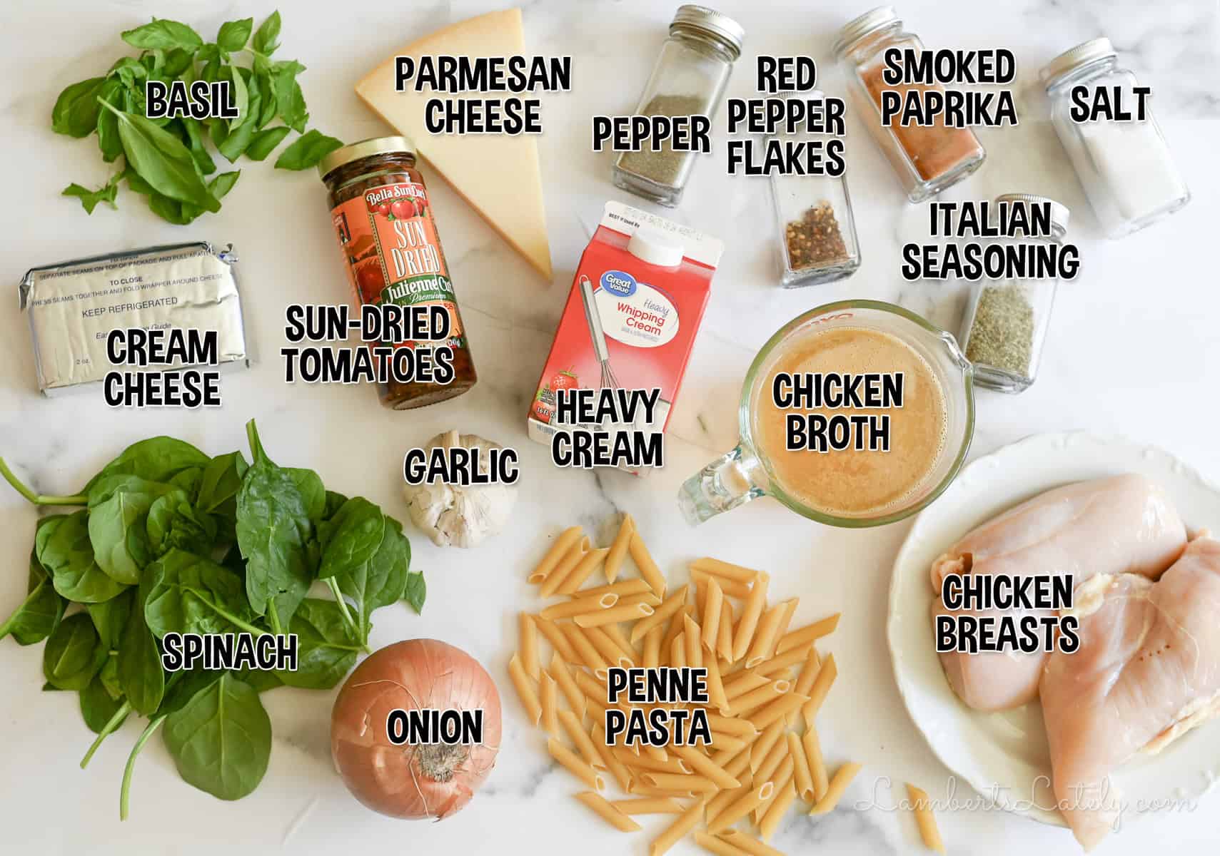 ingredients for instant pot marry me chicken pasta.