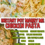 Creamy chicken pasta with sun-dried tomatoes and basil in a skillet.