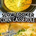Creamy slow cooker corn casserole topped with chopped green onions.
