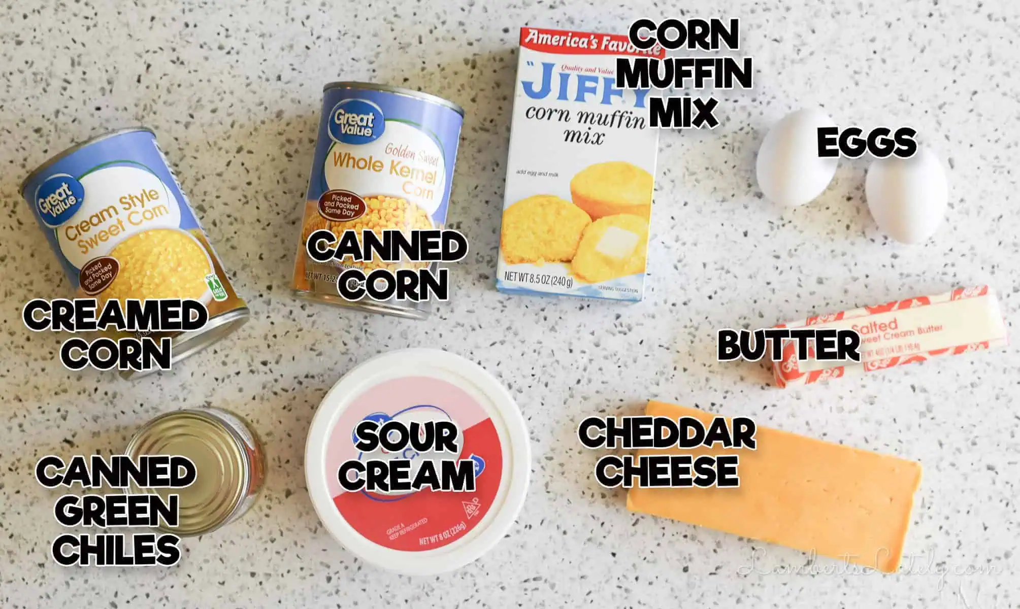 ingredients for corn casserole.