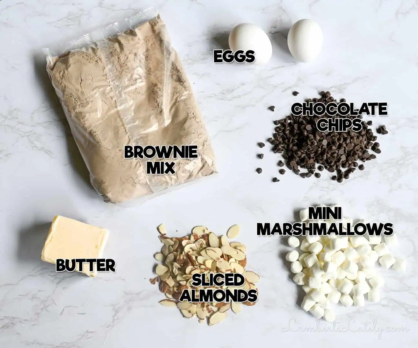 ingredients for rocky road cookies.
