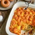 Krispy Kreme bread pudding with leftover donuts, perfect for dessert or breakfast.