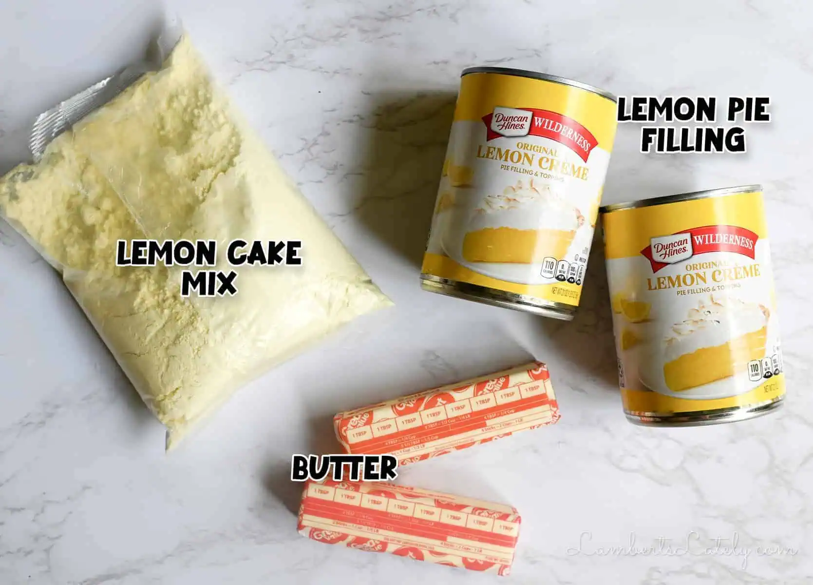 ingredients for lemon dump cake.