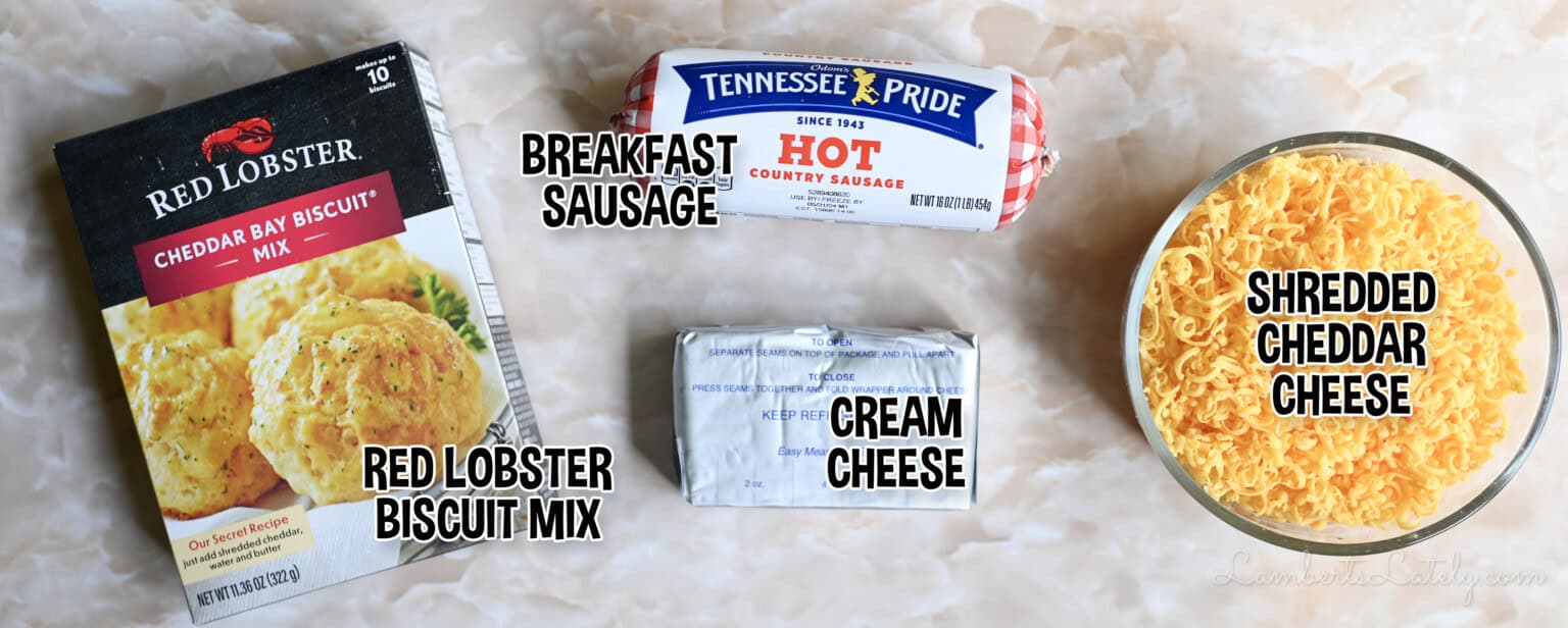 ingredients for red lobster sausage balls.