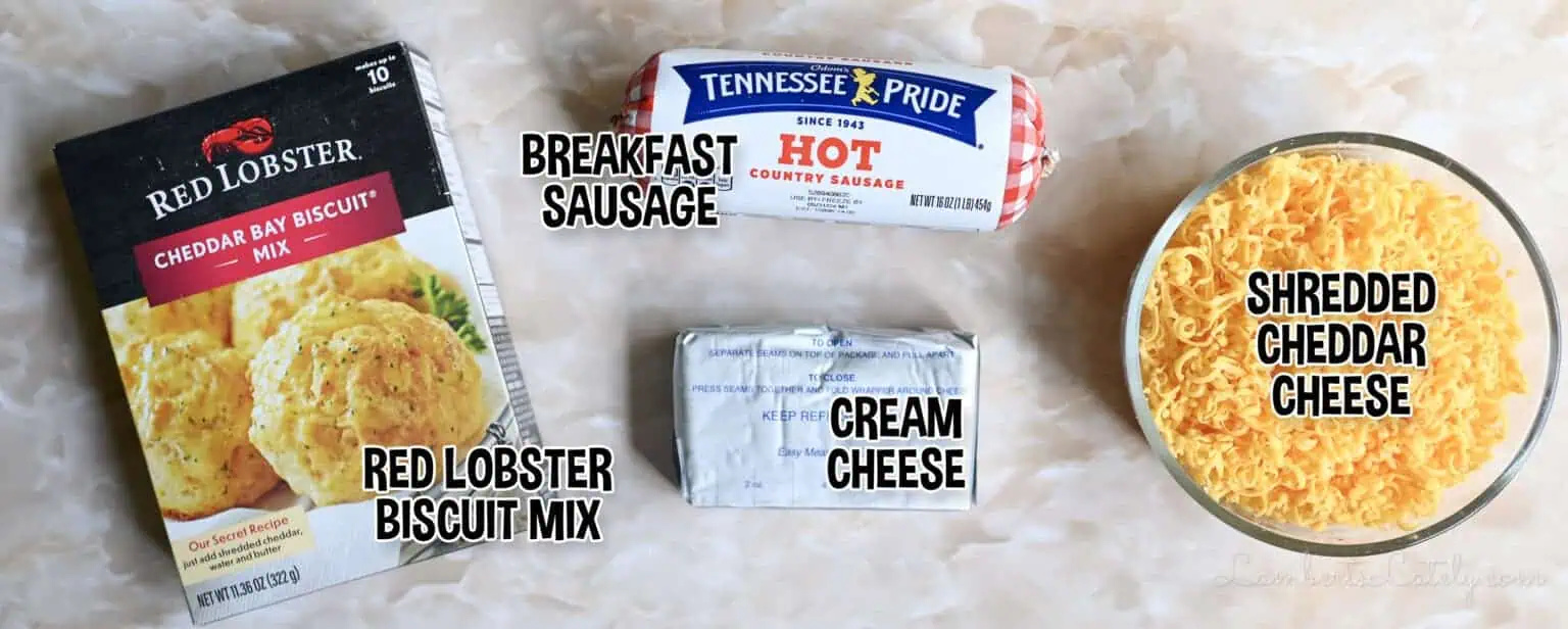 ingredients for red lobster sausage balls.