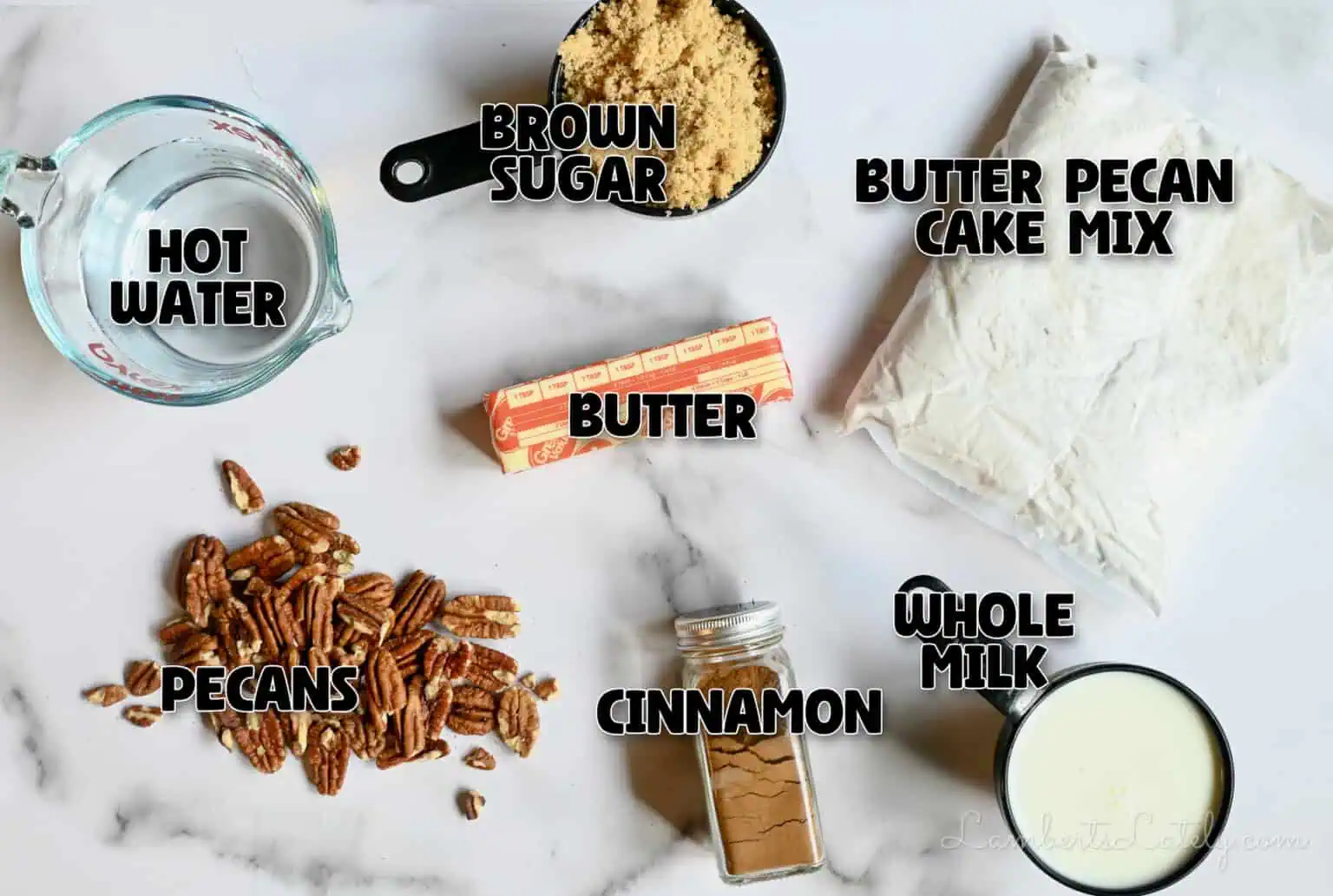 ingredients for pecan pie cobbler.