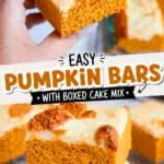 Close-up of a pumpkin bar with cream cheese frosting on a wire rack.