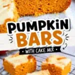 Close-up of moist pumpkin bars with cream cheese frosting on a cooling rack.