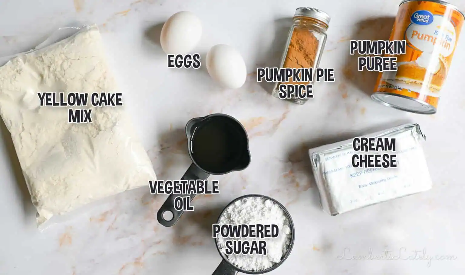 ingredients for pumpkin bars.